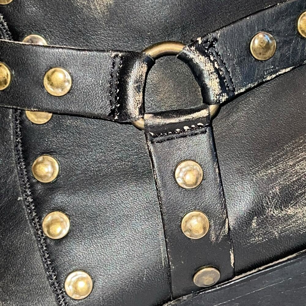 OG by Old Gringo Studded Distressed Harness Boot Bootie  Leather 3" Heel Black 8 - Picture 11 of 16